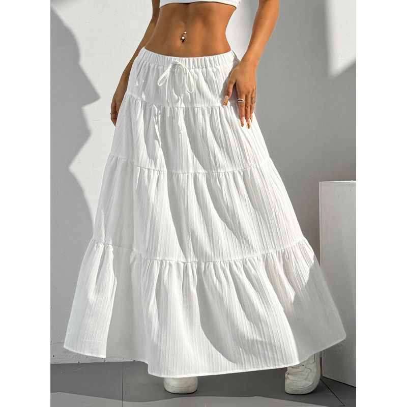 Vacuum Beach Skirt2025 Summer New European and American Women Solid Leisure Vacation Beach Skirt