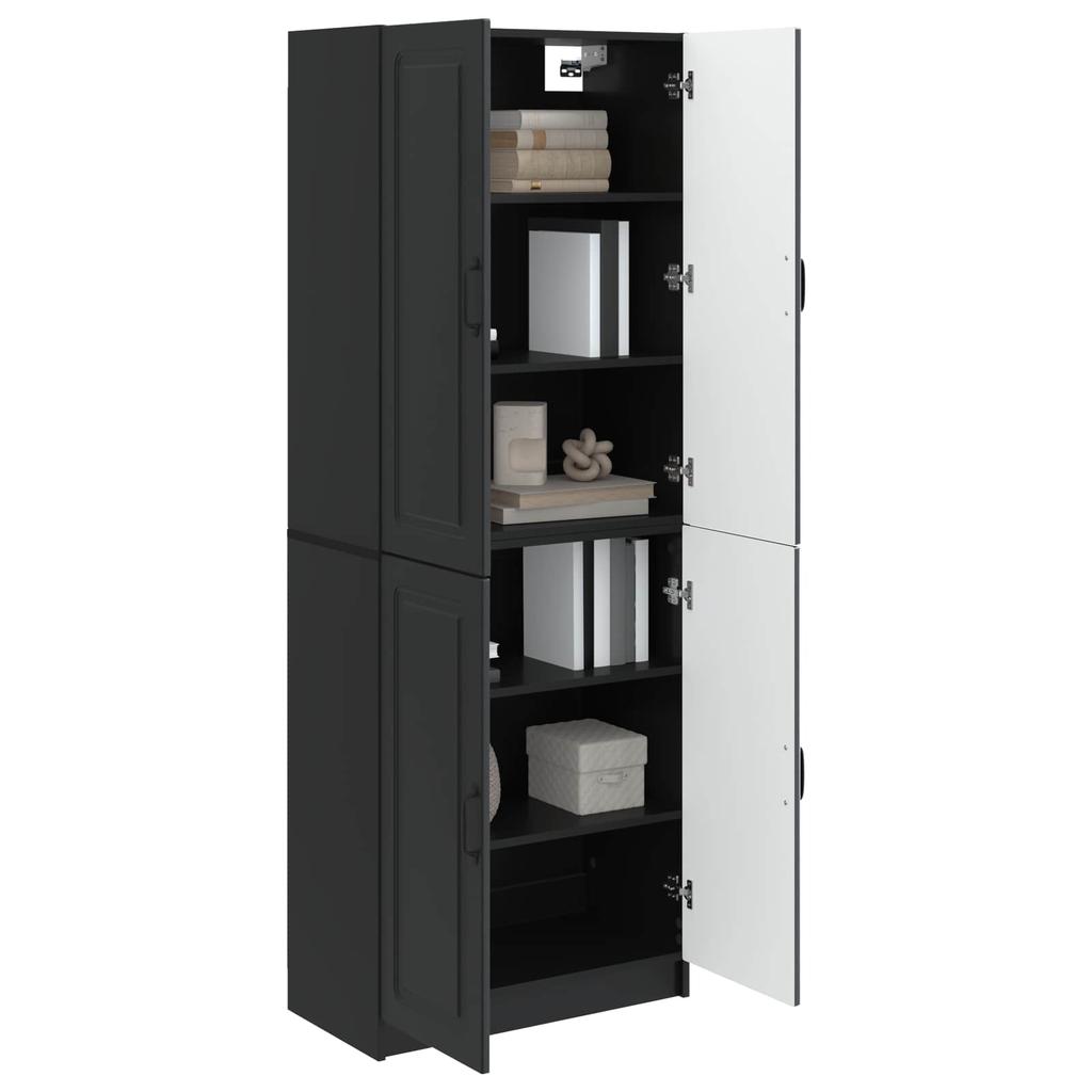 Cabinet Set 2 pcs Black Wood Based Material