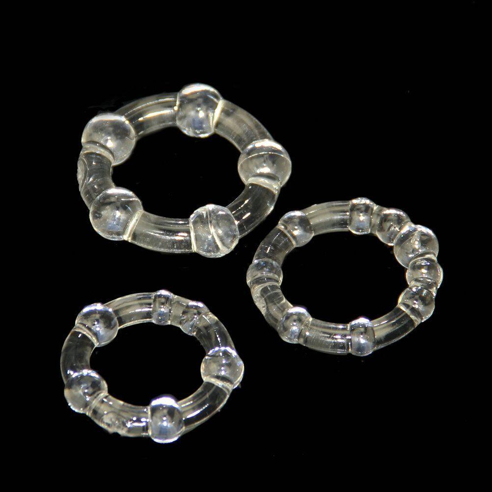Set of 3PCS Durable Cock Rings Bead Penis Ring Male Delay Ejaculation Lasting Erection Ring Sex Toys for Men Adults Couple