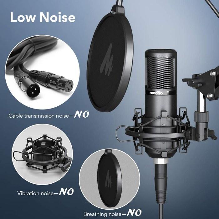 MAONO XLR Microphone Condenser Microphone Set Cardioid, with Arm Stand & XLR Cable for Sound Systems/Amps/Mixers, Music