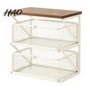 Multi Tier Storage Shelf Coffee Station Organizer with Drawer, Tiered Bar Organizer, Wooden Top Shelf, Capsule Wire Mesh Drawers for Tea Bags,
