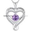 Eternal Heart S925 Sterling Silver Dubbelhalsband med Födelsestenhänge