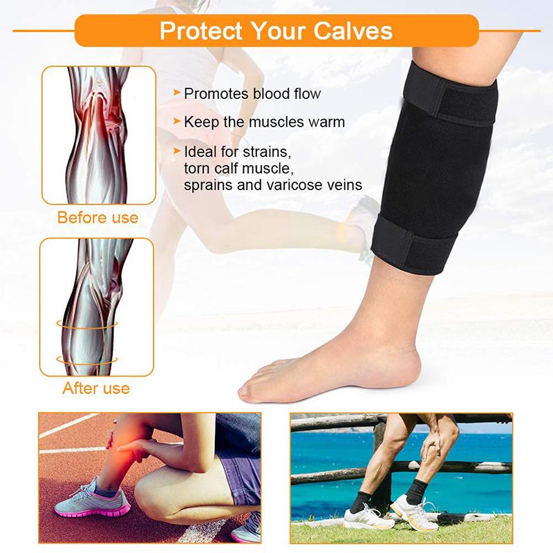 Tcare Calf Compression Sleeve Neoprene Brace for Runners Shin Splint Torn Muscle Injury Support Lower Leg Pain Relief