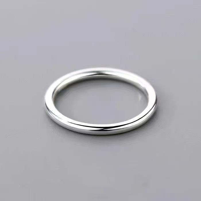 Damenring 999er Sterlingsilber Glatter Bandring mit rundem Stab - Einfaches Liebes-Partner-Passform-Design