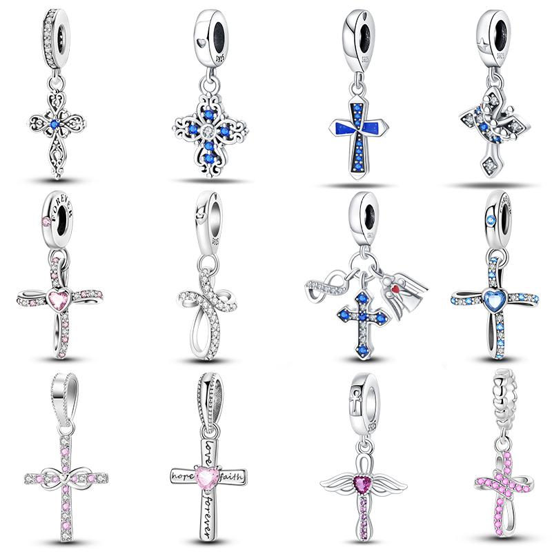 Classic Copper Holy Angel Cross Charms Beads Pendants For Women Fit Qikaola Original Bracelets Diy Jewelry Gift