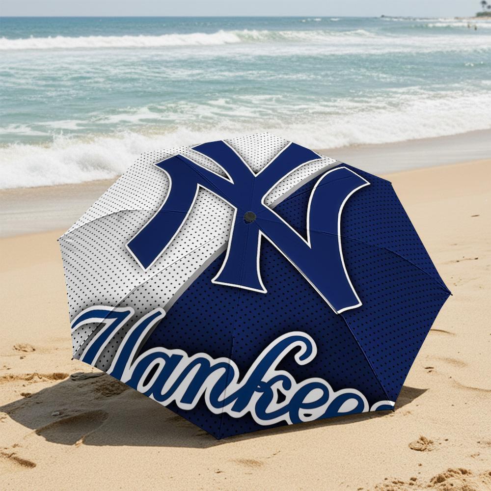 1 PC Automatic Folding Umbrella-New York Yankees Pattern, Portable & Foldable Design with 8 Ribs, Christmas Birthday Gifts