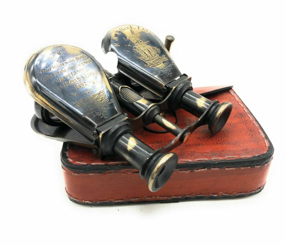 Vintage Fernglas Faltbares Monokular Teleskop Spektiv Massives Messing Antik-Finish