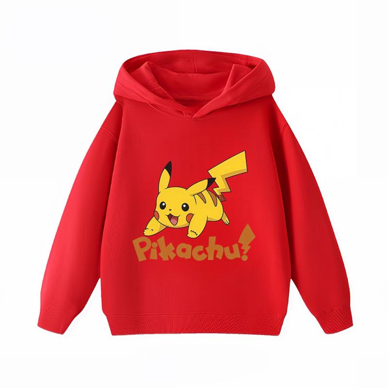 New Arrival Pikachu Print Kids Hoodie, Unisex Boys Girls Clothes, Warm Hooded Sweatshirt for Autumn Winter