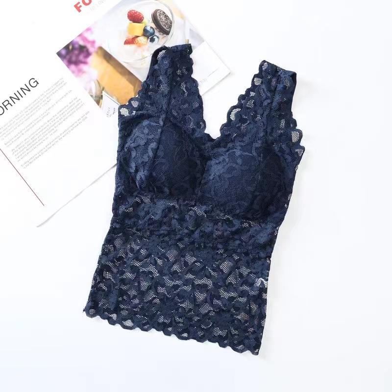 Fashion Bottoming Underwear Thin Backless Sling Hollow Out Lace V-neck Vest Top Sleeveless Bra Vest Inside Wear
