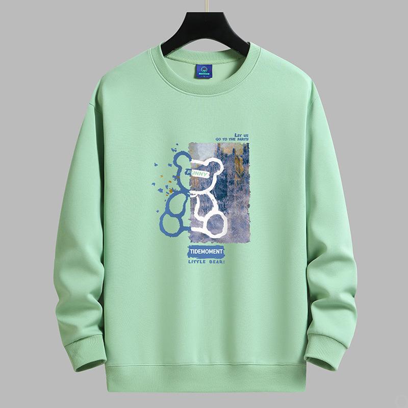 

QICED Осенняя одеждаОсенние топы с круглым вырезомПовседневные мужские топы с принтомНижняя рубашка с длинным рукавом XXXL зелёный