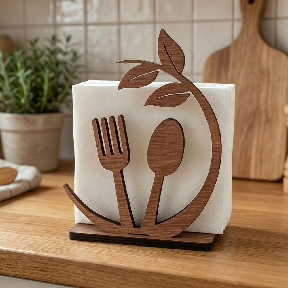 Rustic Paper Towel Rack Farmhouse Style Napkin Stand Vertical Tissue Dispenser Home Restaurant