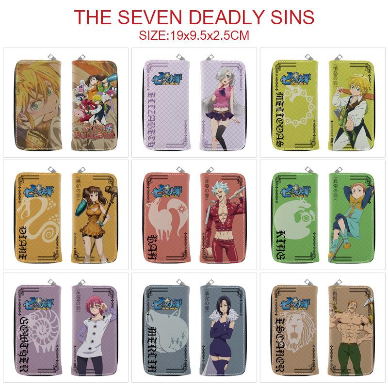 Seven Deadly Sins Anime Long Wallet Full Color PU Zip Clutch Coin Purse Card Holder