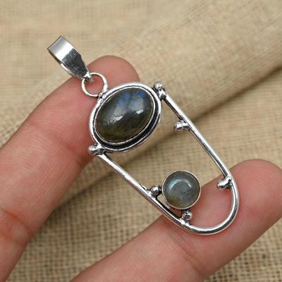 Labradorit Edelstein 925 Sterling Silber Wunderschöner Schmuck handgefertigter Anhänger für Frauen
