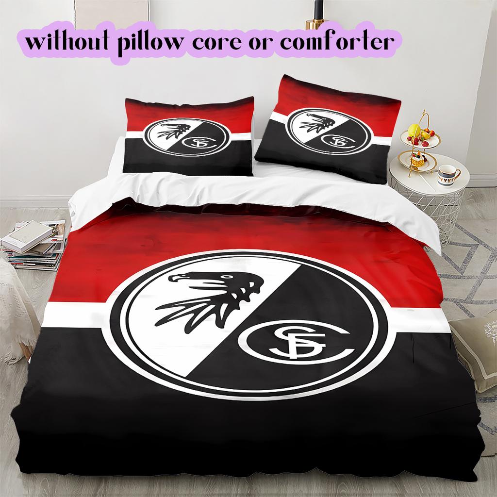 SC Freiburg Pattern Bedding Quilt Set Quilt Cover Pillowcase Home Decoration Birthday Gift (1 * duvet cover + 2 * pillowcase, without core)