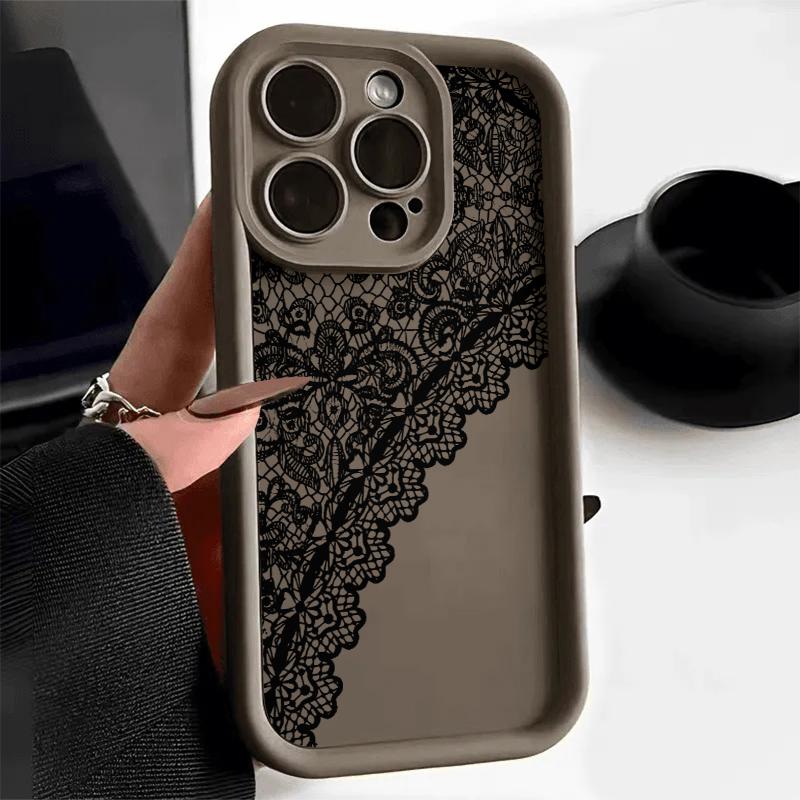 Sexy Lace Pattern in Black Phone Case For Samsung Galaxy S25 S24 S23 S22 Ultra Plus S21 FE A55 A54 A53 A52 A35 A25 A15 A14 5G