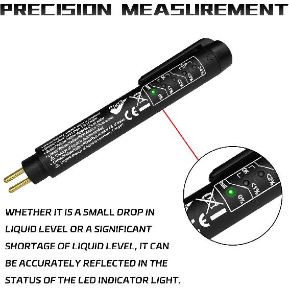 Brake Fluid Tester Pen with 5 LED Indicators, High Precision Oil Moisture Analyzer Diagnostic Tool, Universal for DOT 3 DOT 4 DOT 5.1 Hydraulic