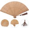 Garneck Bamboo Hand Fan - Art Silk Decorative Folding Fan - Eastern Style Carved Elegant Hand Fan - Handfan Gift for Birthday Dancing Wedding Party