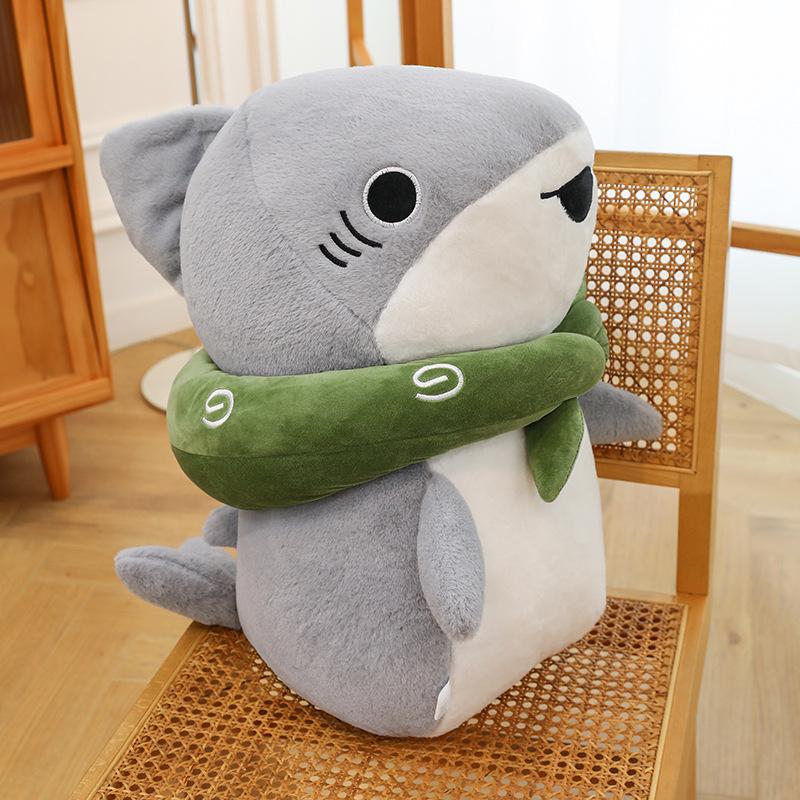 Cute Outing Shark Doll Plush Toy Girl Bed Sleeping Doll Warm Heart Accompany Girlfriend Birthday Gift