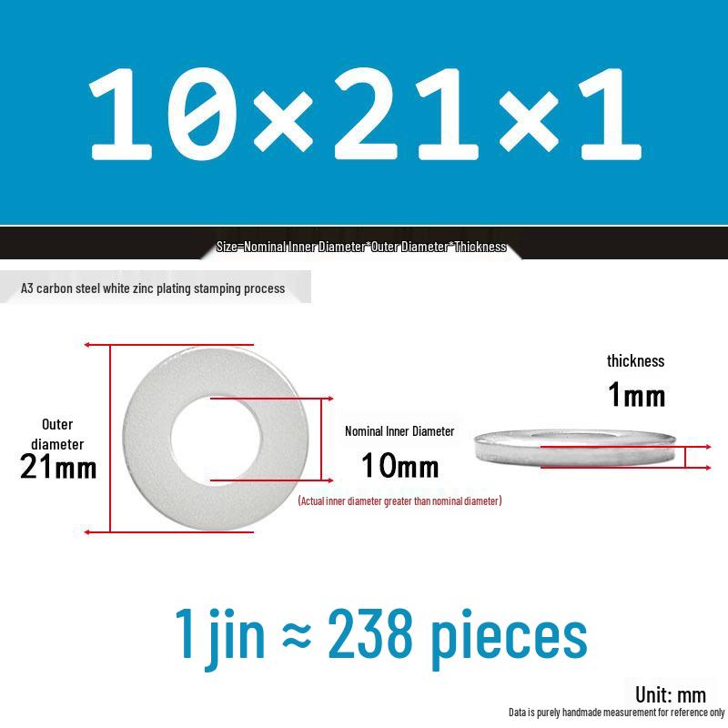 Extra Thick Galvanized Iron Flat Washer, Round, M3-M62