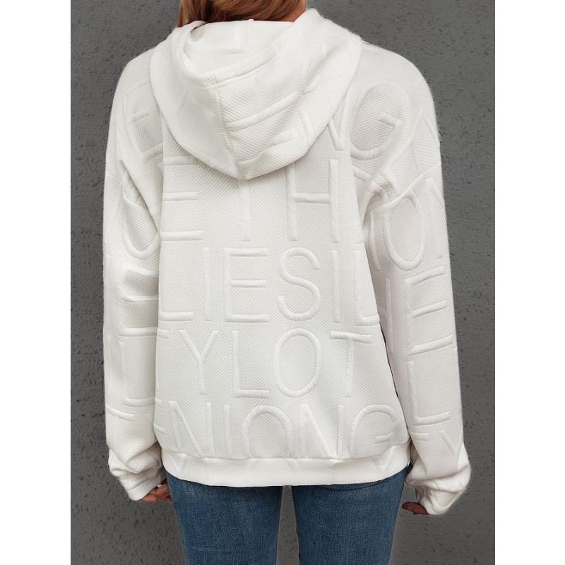 Damen S Lässig Einfarbig Buchstabendruck Pullover mit Kapuze Sweatshirt