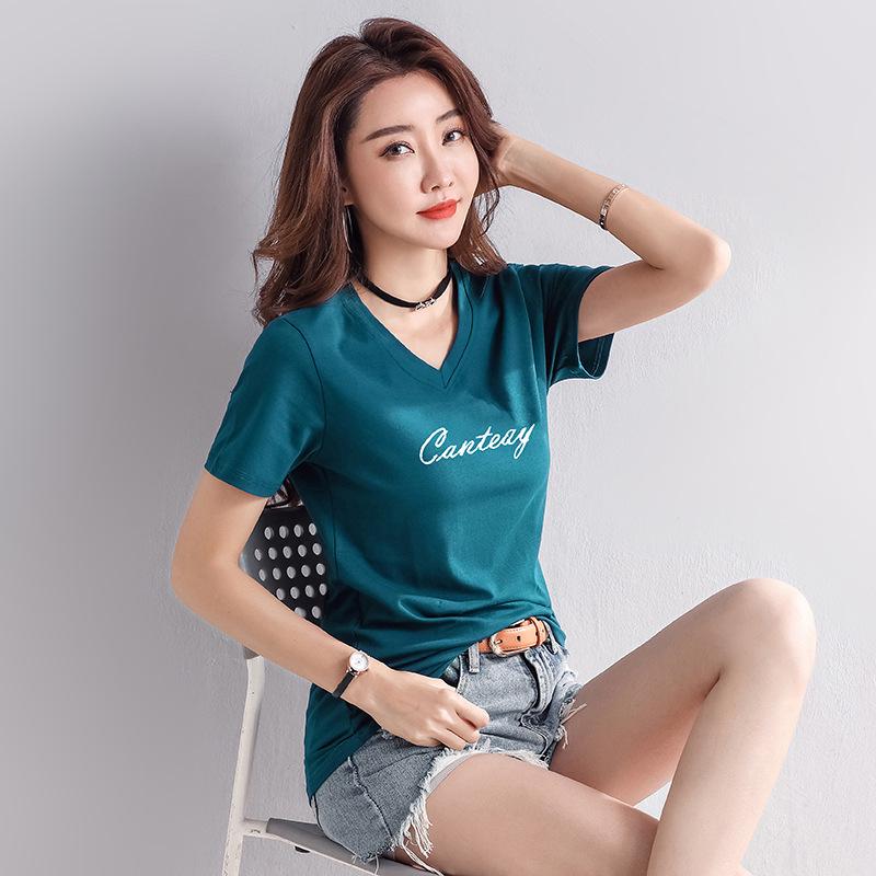 Women's Plus Size V-Neck Loose Cotton Short-Sleeve T-Shirt - Summer 2025 Collection