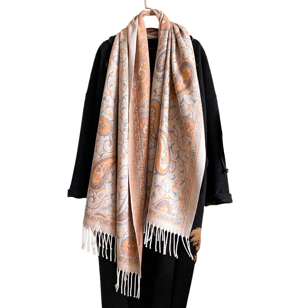 Imitation Cashmere Scarf, Air-conditioned Room Warm, Cashew Texture Fashion Shawl, Thickened Warm Scarf In Autumn and Winter
