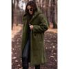 Damen Kapuzen Langarm Teddy Mantel Lockerer Schnitt Alpaka Fleece Tasche Winter Freizeit Übermantel