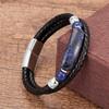 Minimalist Crystal Stone Bracelet Braided Leather Cord Stainless Steel Chain Waterproof Jewelry for Men Women Daily Use
