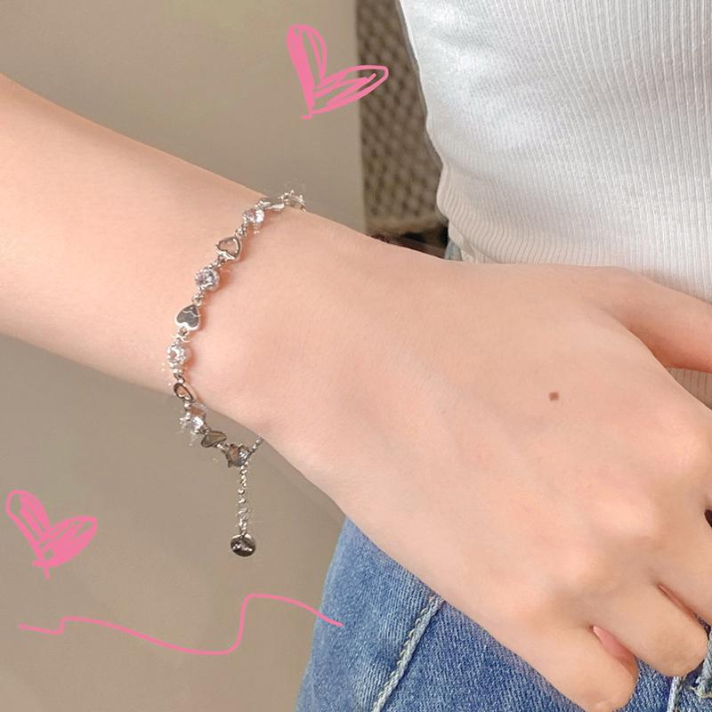 Silver Zircon Bracelets For Women Fashion Sweet Girls Sparkling Charm Bracelet Delicate Chain Bracelet Jewelry Gift