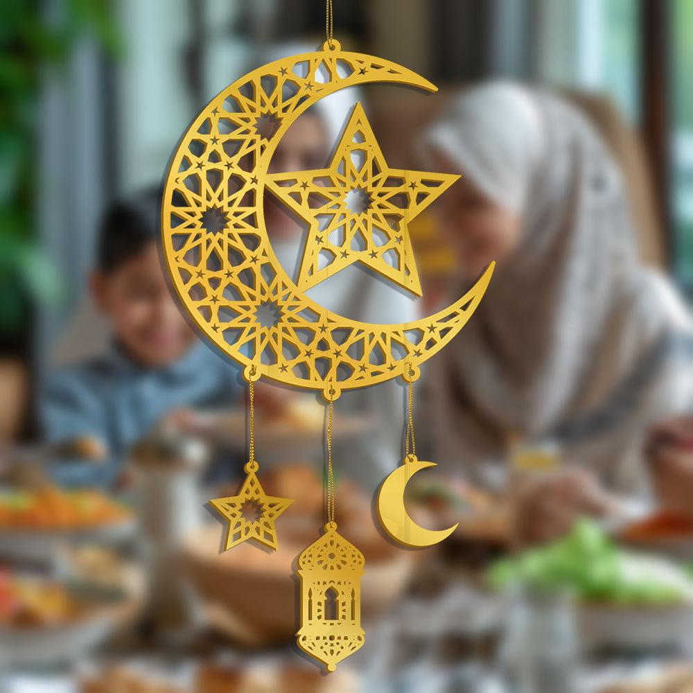 Eid Ramadan Window Sticker Acrylic Ramadan For Home Decorations Islamic Muslim Festival Eid Al-Fitr Party Decorations Supplies