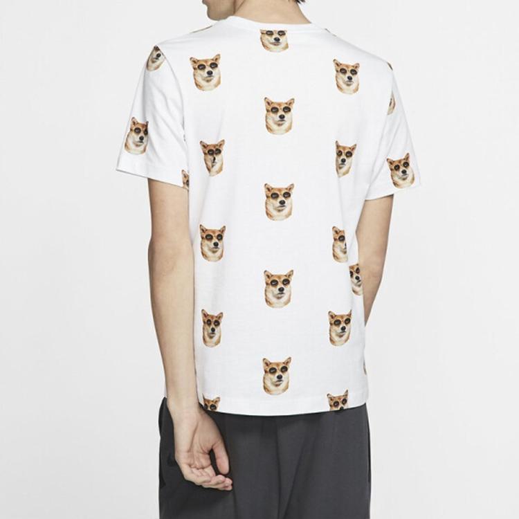 Nike Shiba Inu Print Casual Short Sleeve T-Shirt Men Tops White CT6288-100