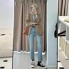 Chic Khaki Suit Coat for Women In Autumn Loose Fit Short Stature Western Style Jacket
