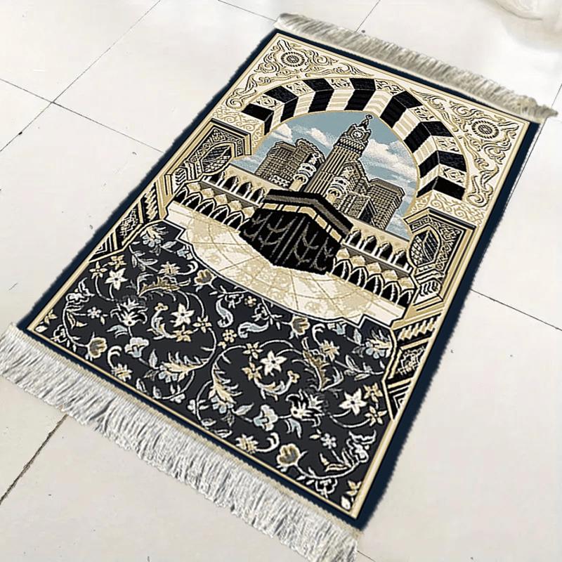 VIKAMA Muslim Prayer Carpet Travel Foldable Portable Tassel Prayer Carpet Non-Slip Muslim Prayer Mat Home Decoration