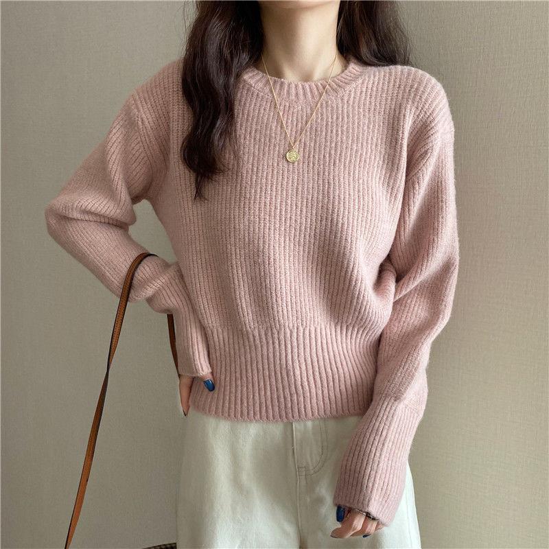 Women's Sweater Spring and Autumn Loose Outer Knitted Sweater Lazy Style Pullover Long Sleeved Knitted Sweater Top