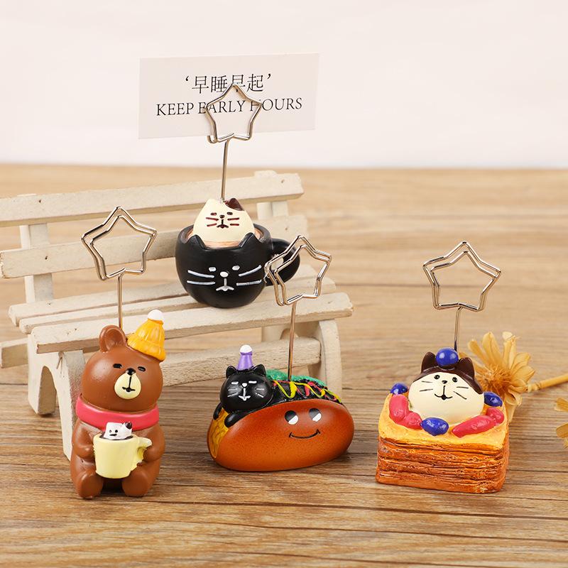 Japanese Coffee Sandwich Message Holder, Photo Holder, Office Desk Decoration Resin Ornament Note Holder, 6 Styles Gift School