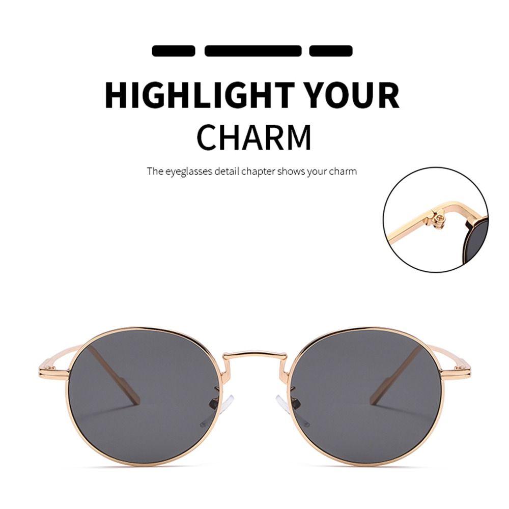 Black Sun Glasses  Metal Frame Fashion Round Sunglasses for Women  Beach