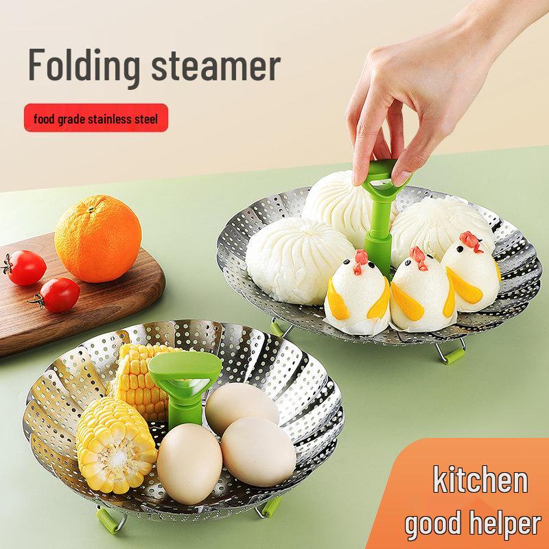 Retractable Stainless Steel Steamer Basket and Rack for Multifunctional Kitchen Use