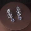 Fashion Bridal Jewelry Wedding Accessories Zircon Rhinestone Set Wedding Banquet Party Versatile Luxury Women's Necklace Earring