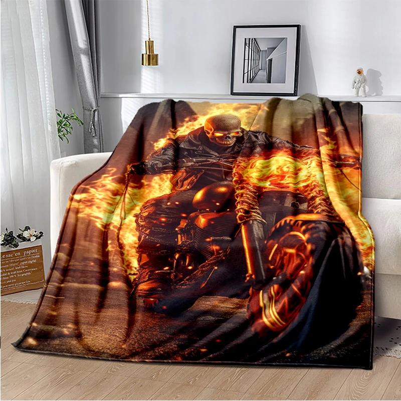 2026 New Marvel Horror Ghost Rider Cartoon Gift Soft Blanket,Soft Throw Blanket for Home Bedroom Bed Sofa Picnic Child Cover Kid