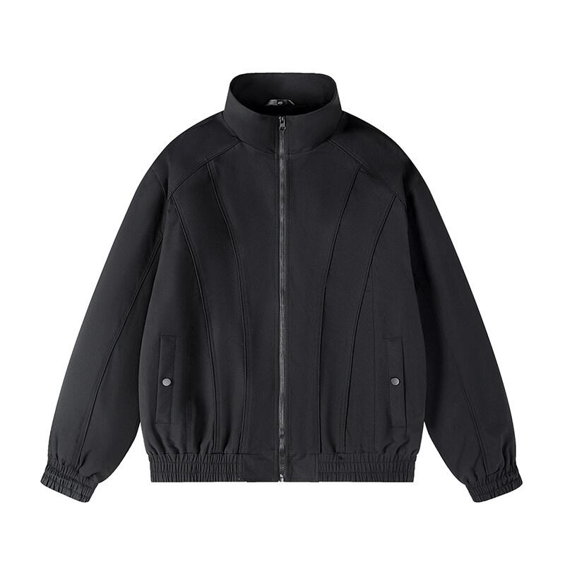 

2025 Мужская уличная куртка, мужская однотонная куртка-карго с воротником-стойкой, мужская весенняя ретро-уличная куртка с карманами, свободная мужская верхняя одежда XXXL чёрный