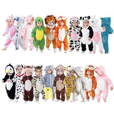 Dziecięce kombinezony z kreskówek Zimowe kigurumi Jednorożec Panda Lew Panda Kostiumy dla dziewczynek Chłopców Maluch Zwierzęcy kombinezon Piżamy dziecięce Onesie