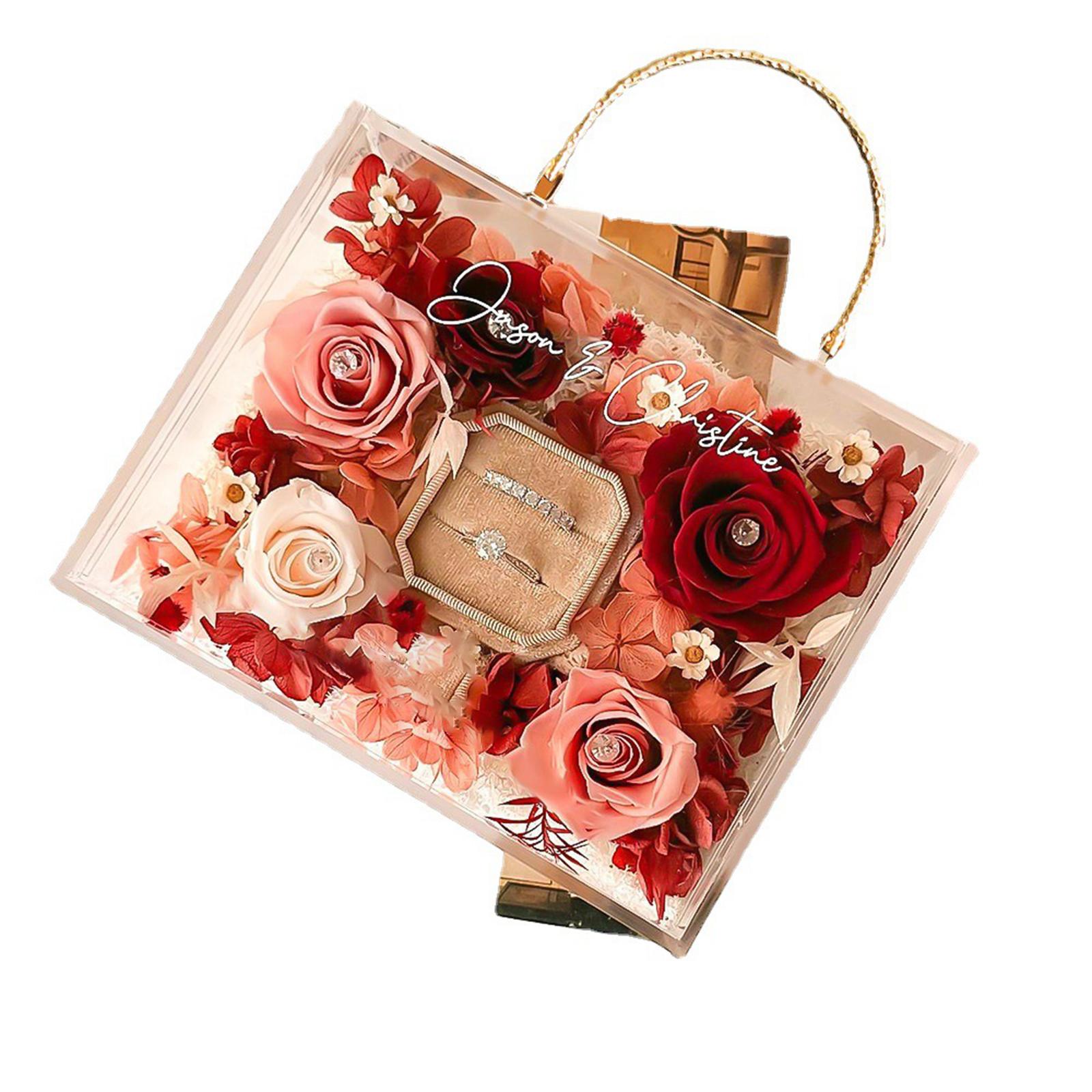 Clear Acrylic Flower Box Clear Gift Boxes with Handles Transparent Gift Boxes for Baby Clothes Gift Box Empty 15x20x6cm chiaro