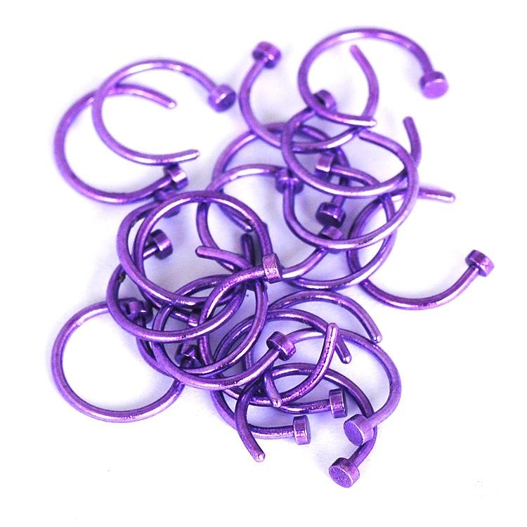 Поддельные губы, уши, нос, хрящ, перегородка, кольцо, гвоздик, бусина, без пирсинга, 10 шт. фиолетовый