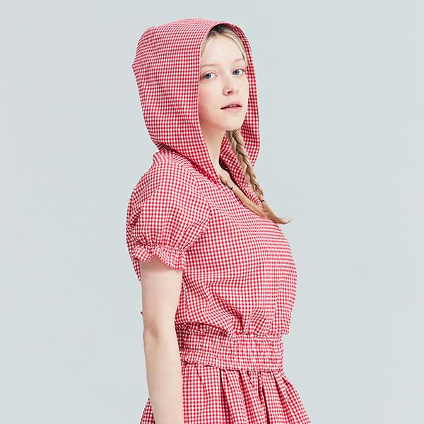 A Wave Women S Check Crop Hoodie Red Red/S