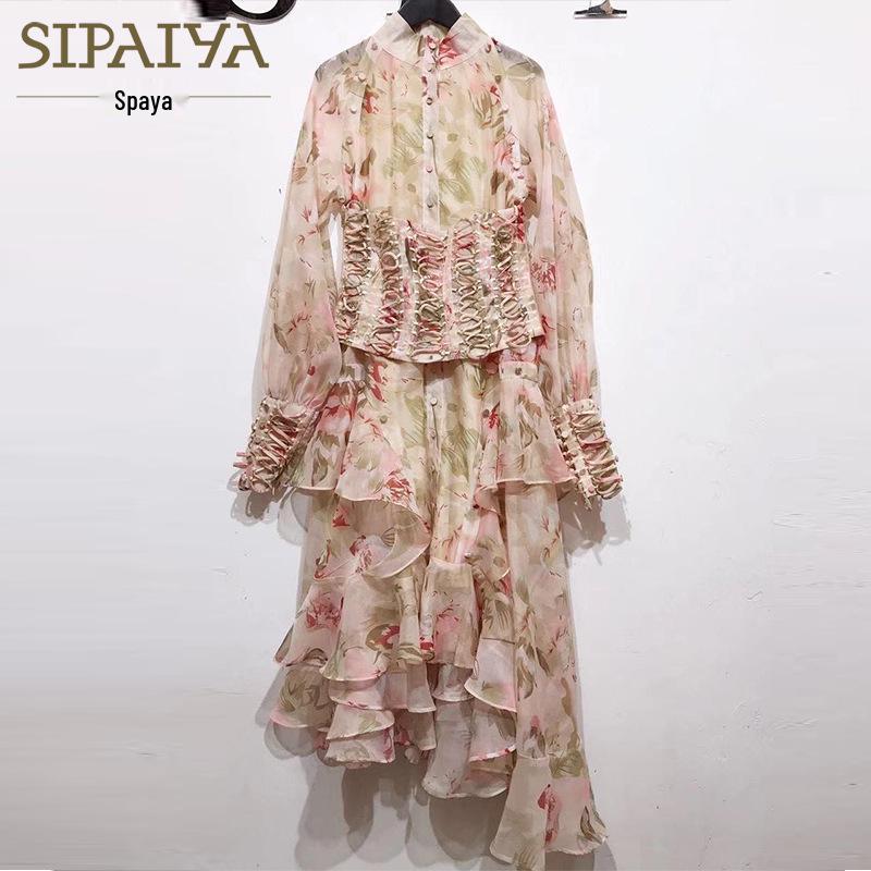 

Весеннее платье 2024 в стиле ретро с нерегулярным принтом - стиль знаменитости XXXL цветочный