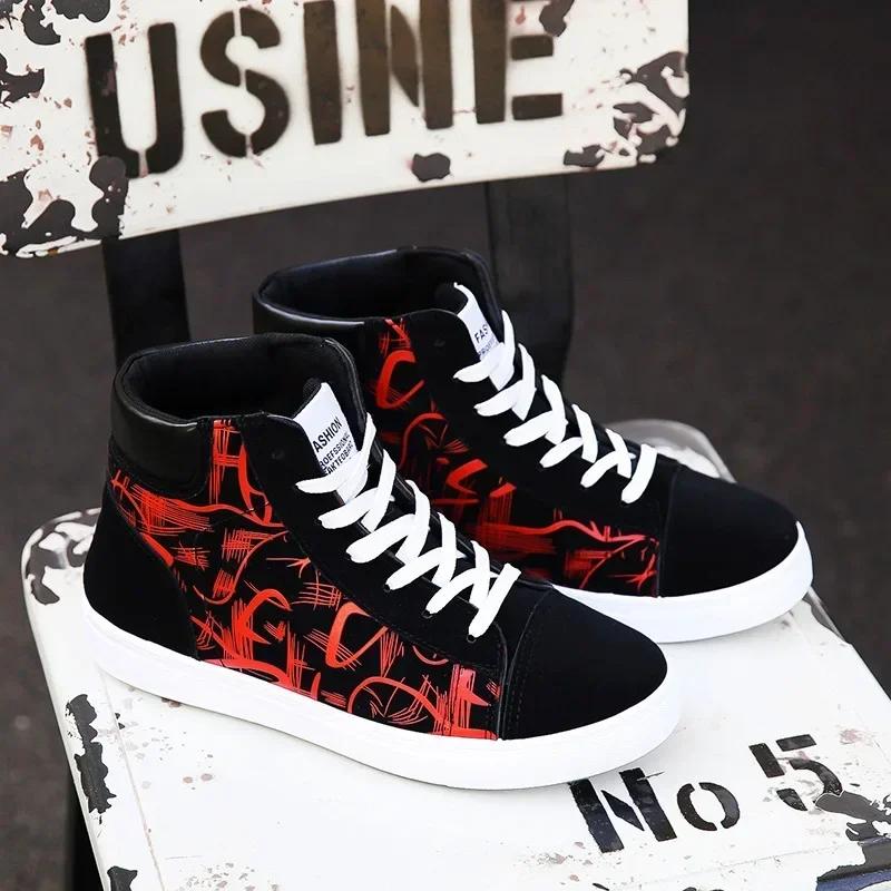 Fashion High Top Canvas Shoes for Men Fashion Platform Sneakers Spring Winter Male Casual Vulcanized Shoes Student Tenis Masculino