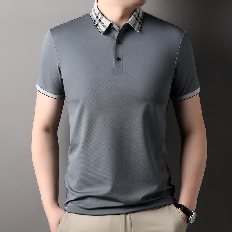 Casual Polo Shirt High-End Men'S Breathable Top Lapel Short-Sleeved Seamless Breathable Loose T-Shirt