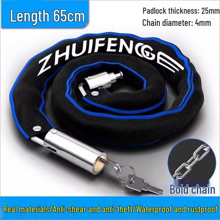Anti-Theft Rustproof Copper Chain Lock for Bikes & Electric Vehicles