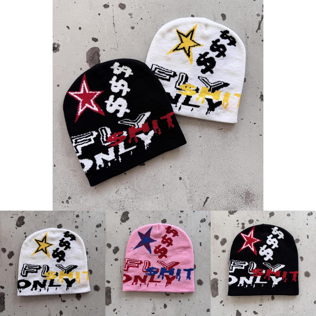 Fashion Knit Hat With Star And Letter Embroidery Design For Streetwear Fans