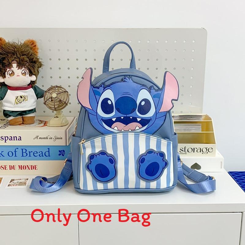 Stitch Floral Pattern Pu Mini Backpack With Cartoon Design For Casual Outings